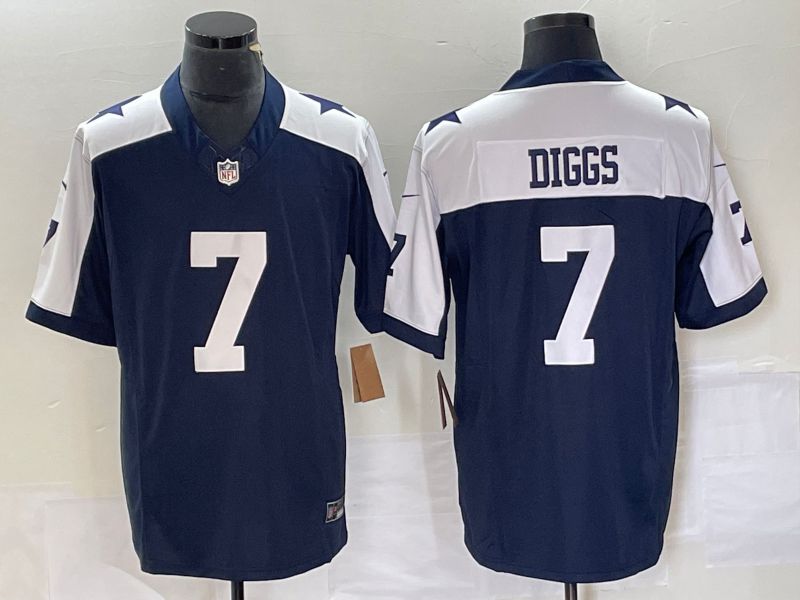 Men Dallas Cowboys #7 Diggs Blue Thanksgiving 2023 Nike Vapor Limited NFL Jersey